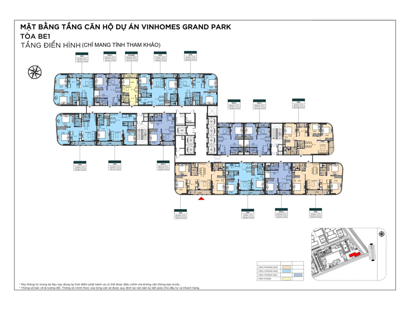 Mặt bằng tầng điển hình Tòa BE1 The Beverly