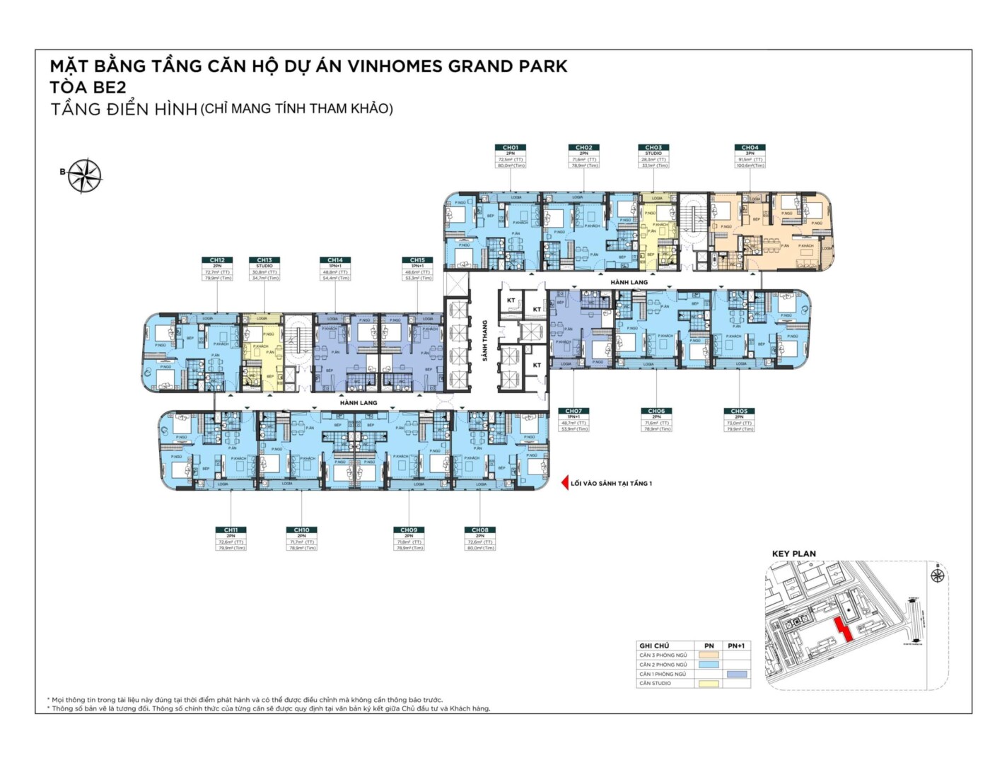 Mặt bằng tầng điển hình Tòa BE2 The Beverly