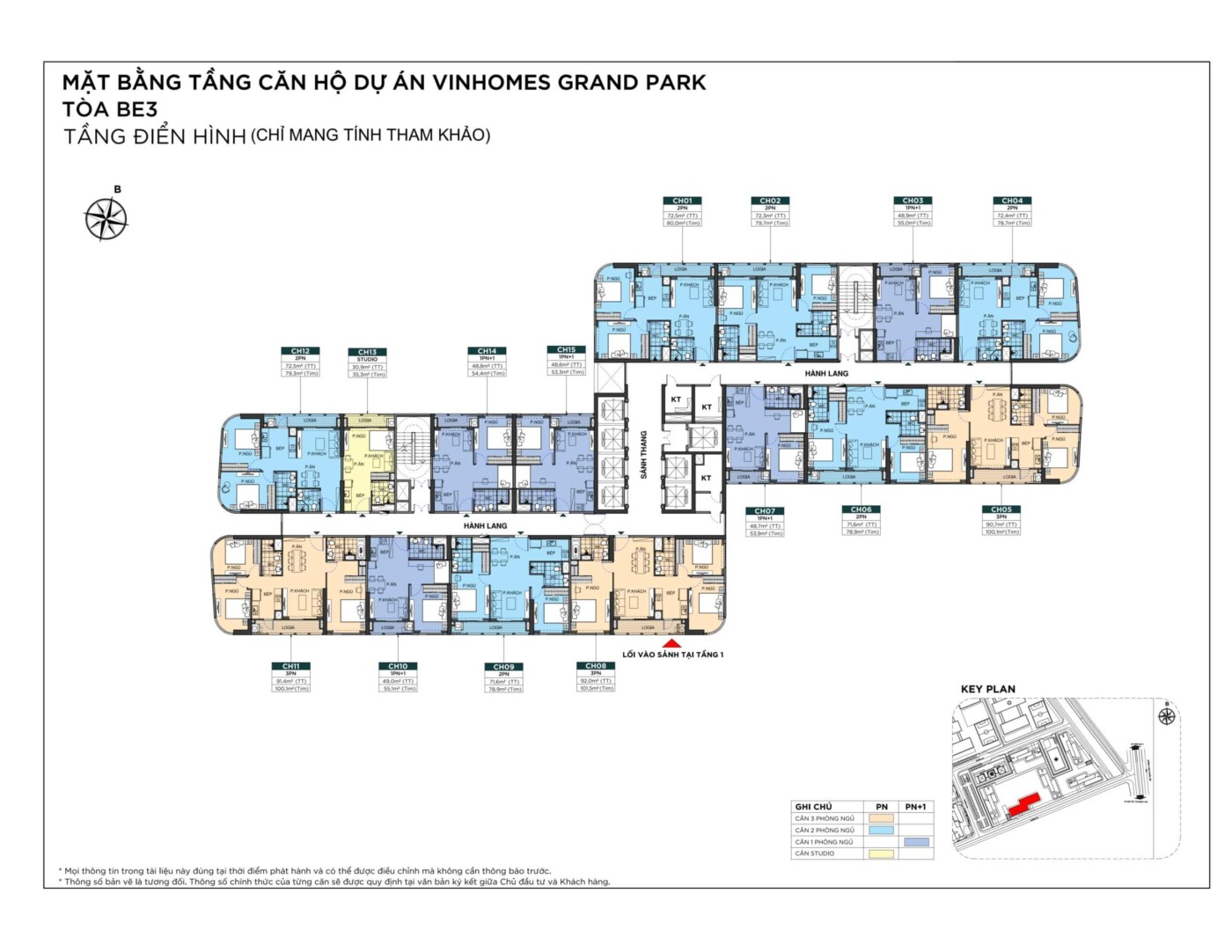 Mặt bằng tầng điển hình Tòa BE3 The Beverly