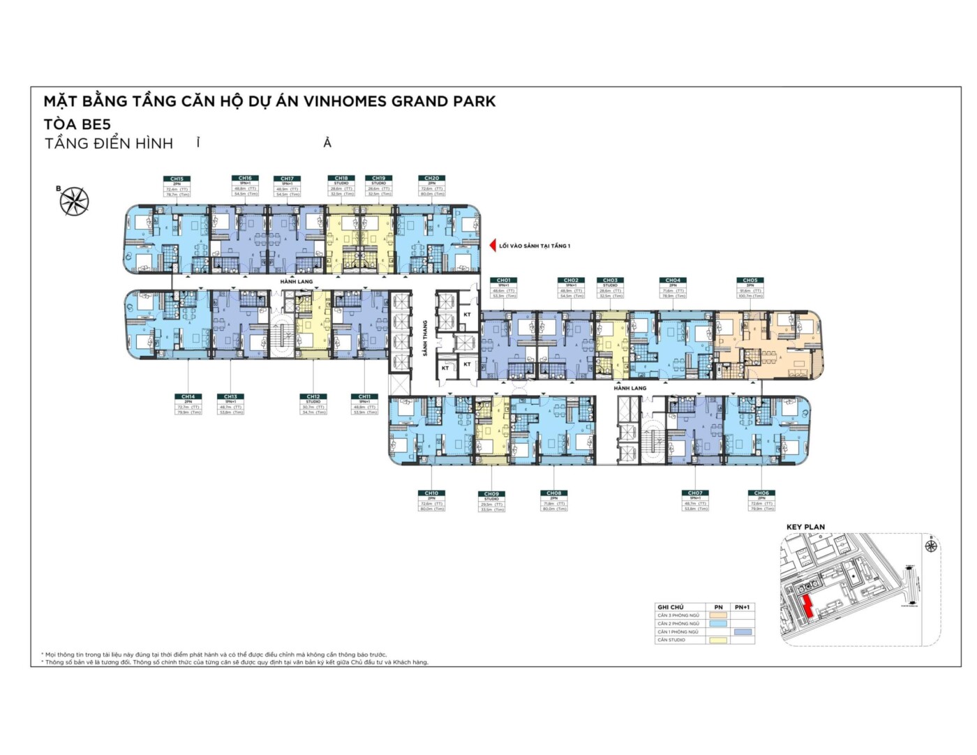 Mặt bằng tầng điển hình Tòa BE5 The Beverly