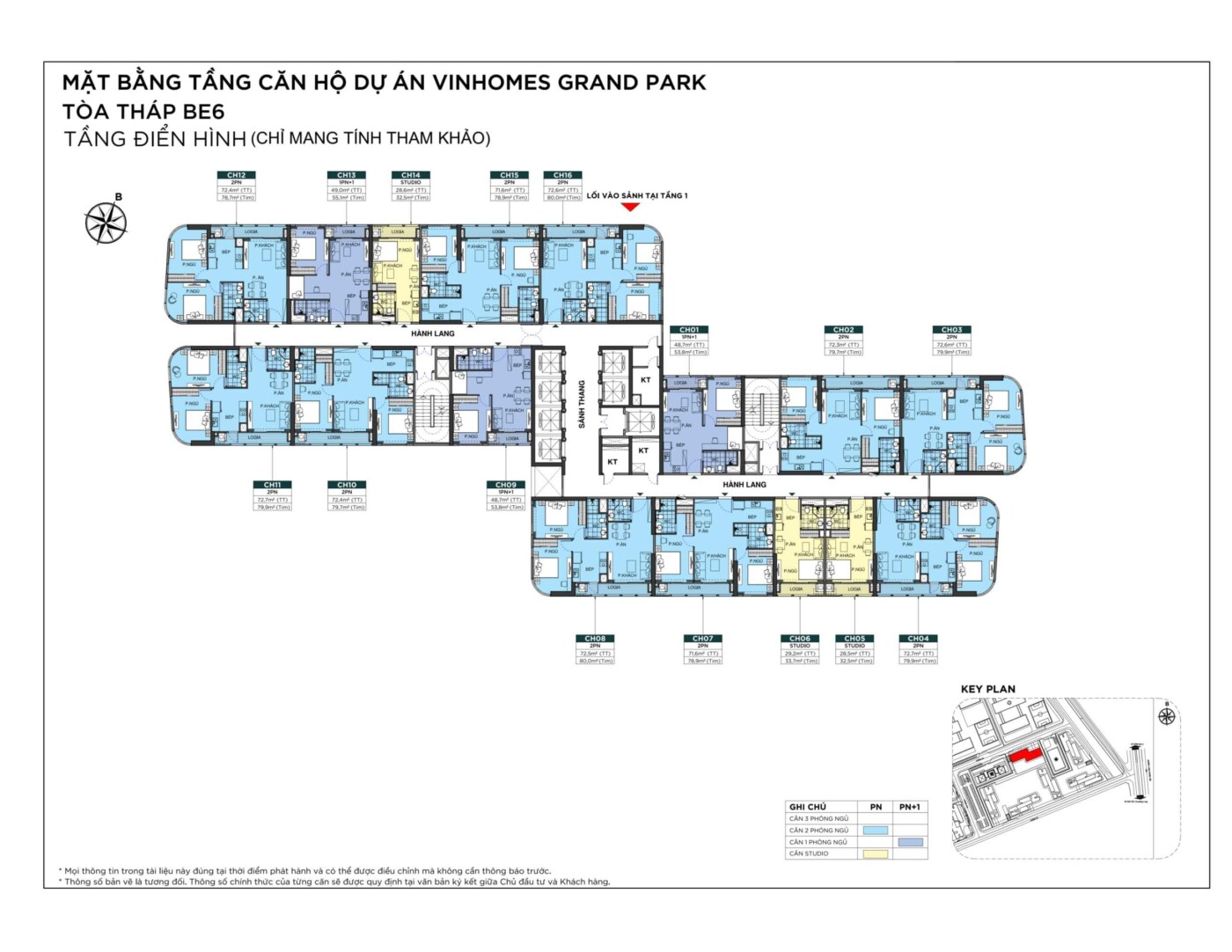 Mặt bằng tầng điển hình Tòa BE6 The Beverly